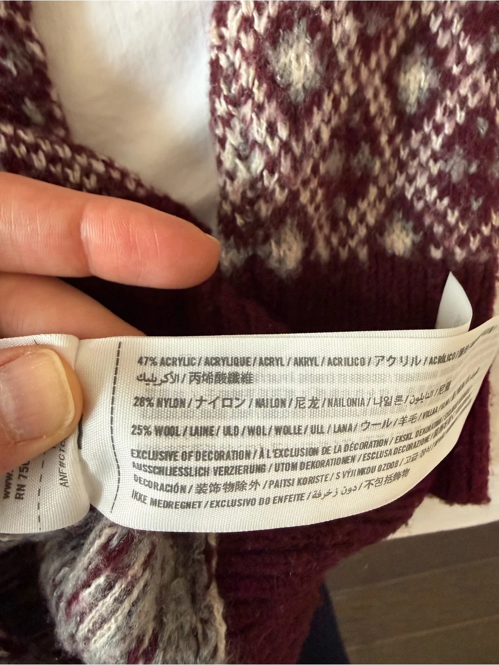 Maroon Crewneck Fair Isle Sweater